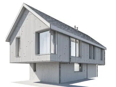 Modern house 11 at night 3D model