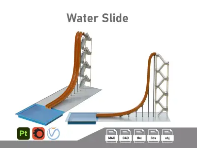 Water Slide 02 Low-poly 3D model