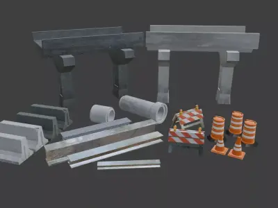 Street Asset Pack Low-poly 3D model