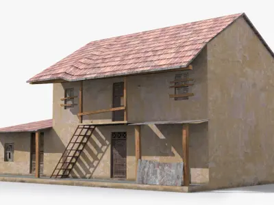 Slum d old house with roof Low-poly 3D model
