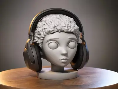 Girl female anime Headphone Stand Cyborg Headset Stand 3D print model