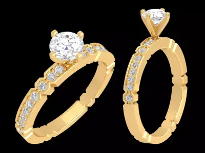 Gold Jewelry Solitaire Ring 3D Model 3D print model