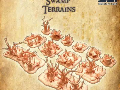 Modular Swamp Terrain Tabletop Terrain 28 MM 3D print model