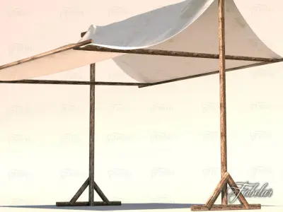 Market stall Low-poly 3D model