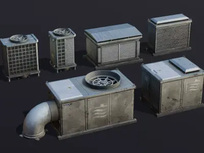 Roof Vents Large Pack - Optimized Game Ready 3D Models Low-poly 3D model