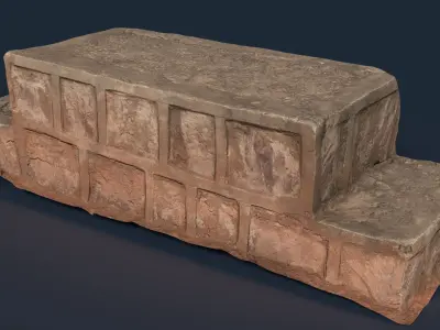 Concrete Road Block Low-poly 3D model