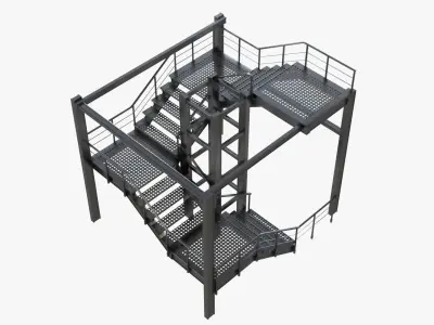 Modular Industrial Staircase 3D model