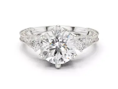 Round Diamond Ring 3D print model 3D print model purchase