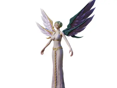 Angelic figure Low-poly 3D model