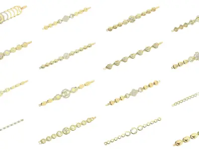 259 Chain Type Bracelets Mega Pack 3dm stl renders gemmap 