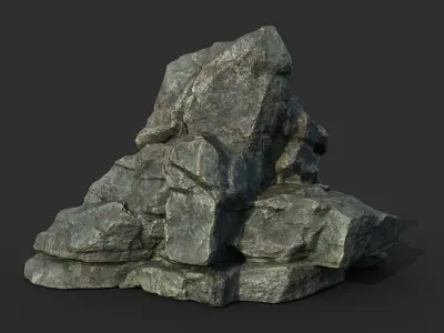 Low poly Cracked Rock B 210221 Low-poly 3D model