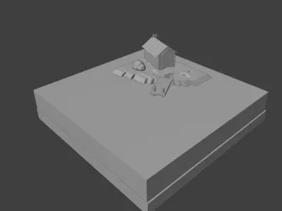 House in the island in water  3D model
