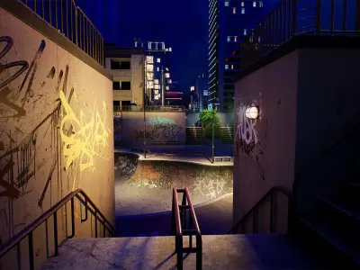  Skatepark Low-poly 3D model