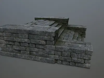 Ruin  Stairs Low-poly 3D model