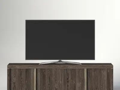 BEZIER PANEL 4-DOOR MEDIA CONSOLE 3D model