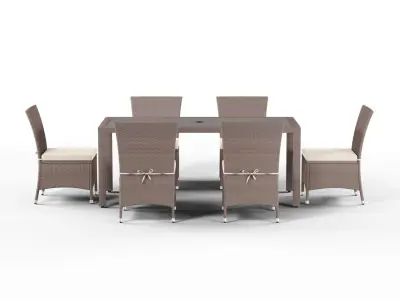 Havenside Home Stillwater Brown Indoor Outdoor Dining Set Low-poly 3D model