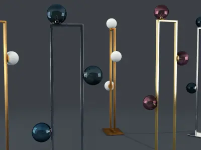VeniceM mondrian glass floor lamp 3D model