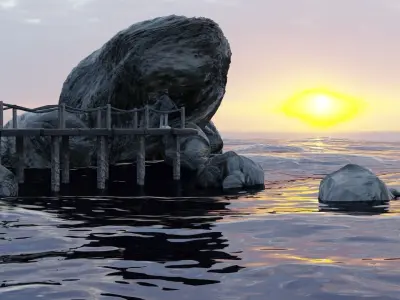 Sea and mountains 3D model