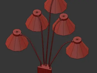 ROOSEVELT five light brass wall sconce with shades 3D model