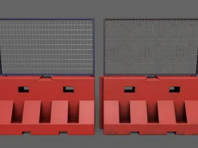 PBR Traffic Barrier Red Low-poly 3D model