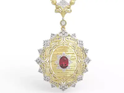 Premium Vintage Royal Pendant Necklace 3D print model purchase