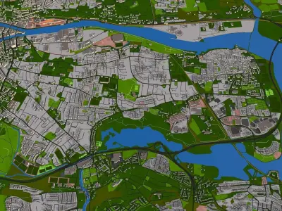 Cork City Ireland 2021 data Low-poly 3D model