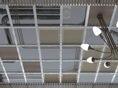 Pipes industrial ceiling 3D model
