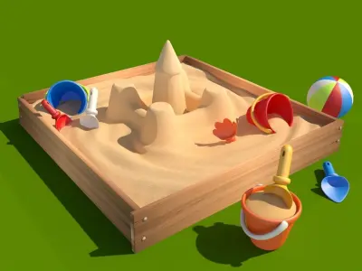 Sandbox with Sand Castle 3D model