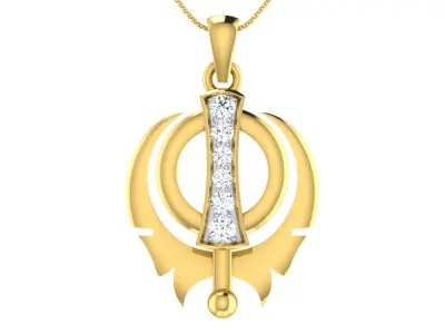 light weight yellow gold  diamond pendent -ZA PN 3181 3D print model