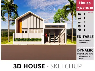 House 9x10m code 557 - Sketchup 3D model 3D model 3D model