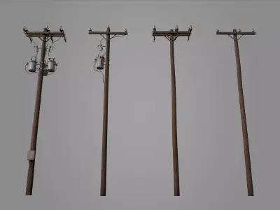 US Electrical poles Low-poly 3D model