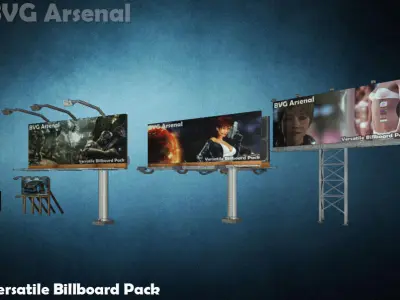 Modular Billboard Pack 01 Low-poly 3D model