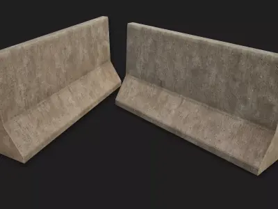 Concrete Barrier Low-Poly - PBR  Game-Ready Low-poly 3D model