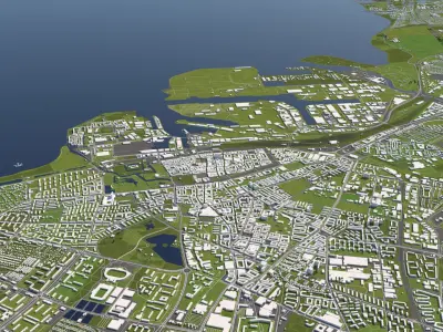 Malm Sweden 50x50km 3D City Map 3D model