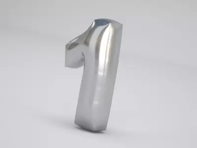 1 Number Balloon Silver 3D model