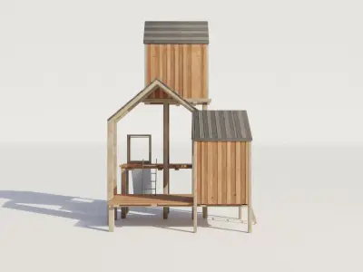 Playgraund Slide-Swing Wooden Low-poly  Low-poly 3D model