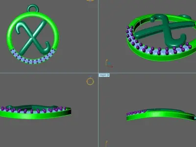 Initial Letter Pendant X 3D print model