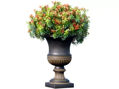 Flowerbed Bouquet flowers in a decorative classic vase pot urn 3D model