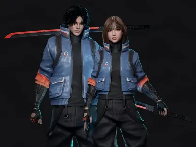 Cyberpunk Street Fighter - Game Ready Low-poly 3D model