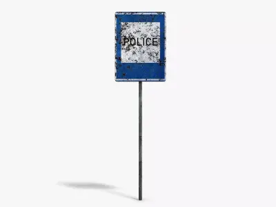 Damaged Police Info Sign Low-poly 3D model