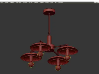 SAUCER light chandelier in brass Low-poly 3D model