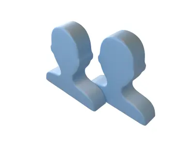 Two People Bust in Silhouette v1 001 Low-poly 3D model