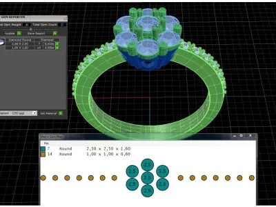 Engagement ring  with  gems CNC model or 3D print model