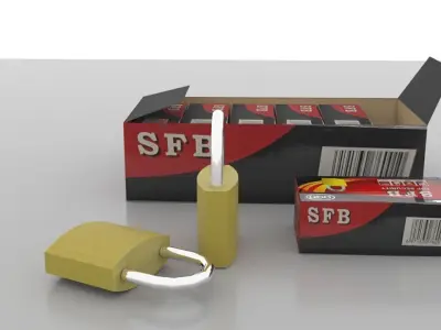 Game Ready Padlock with Retail Packaging Low Poly 3D Model Free low-poly 3D model