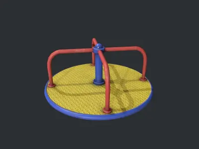 Playground Roundabout - Yellow Low-poly 3D model