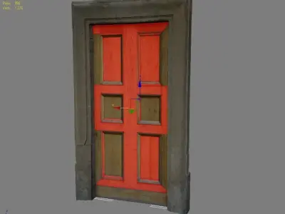 Door 8 Wooden with stone frame Low-poly 3D model