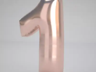 1 Number Balloon Copper 3D model