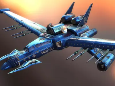 Eagle SpaceShip Low-poly 3D model