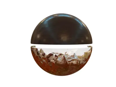 Modern half style sphere wooden and metallic futuristic lamp Low-poly 3D model