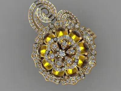 Daimond Flower With the Top Of Pear Green Opals 3D Ring  3D print model purchase